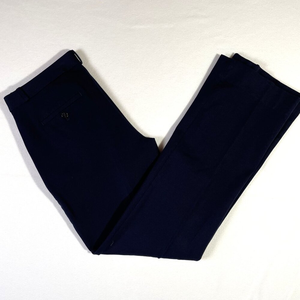 Banana Republic Logan Trousers Navy Blue Cotton Blend Stretch Size 10 L - Picture 3 of 16